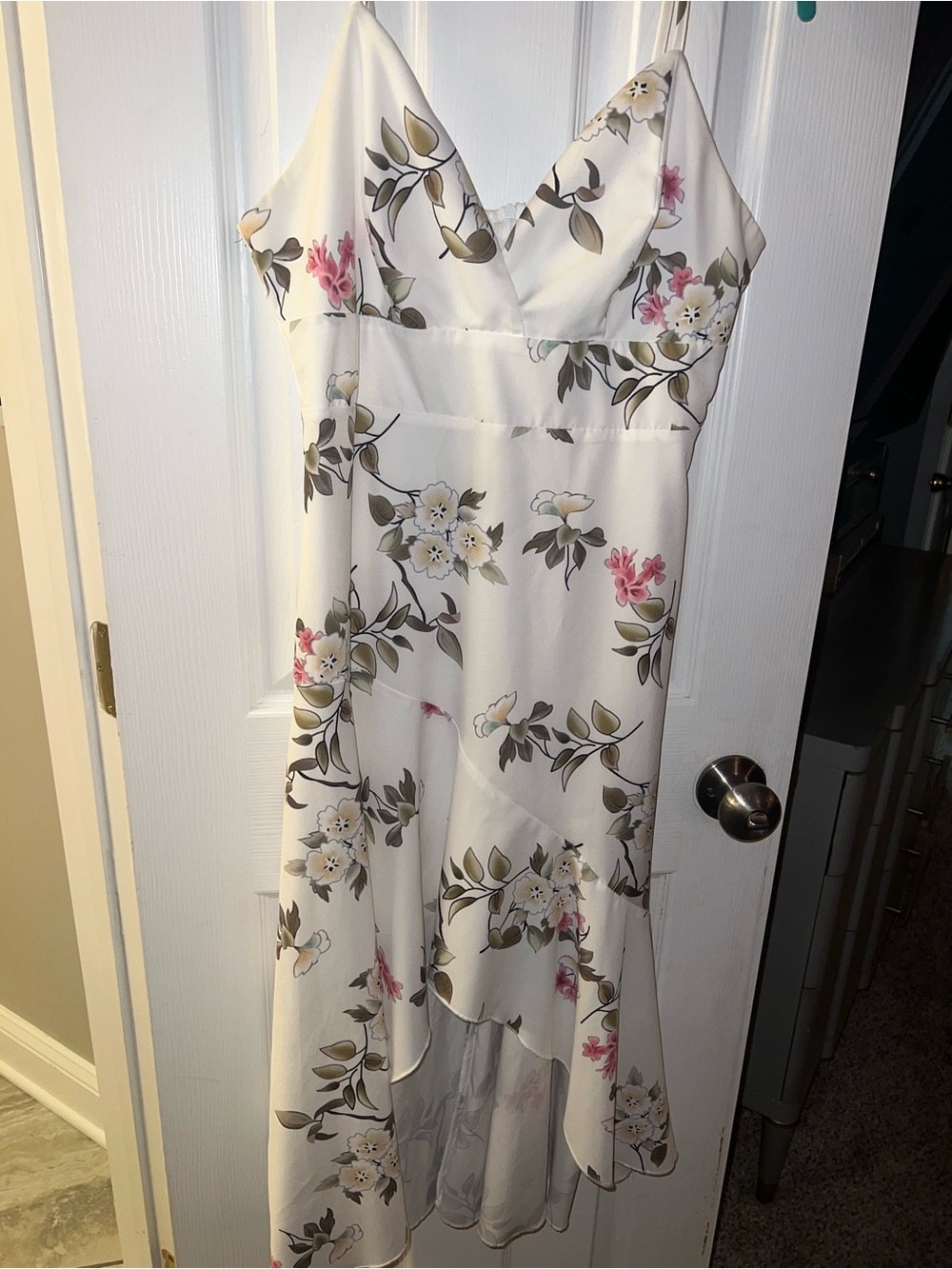 SHEIN White Floral High-Low Slip Dress
